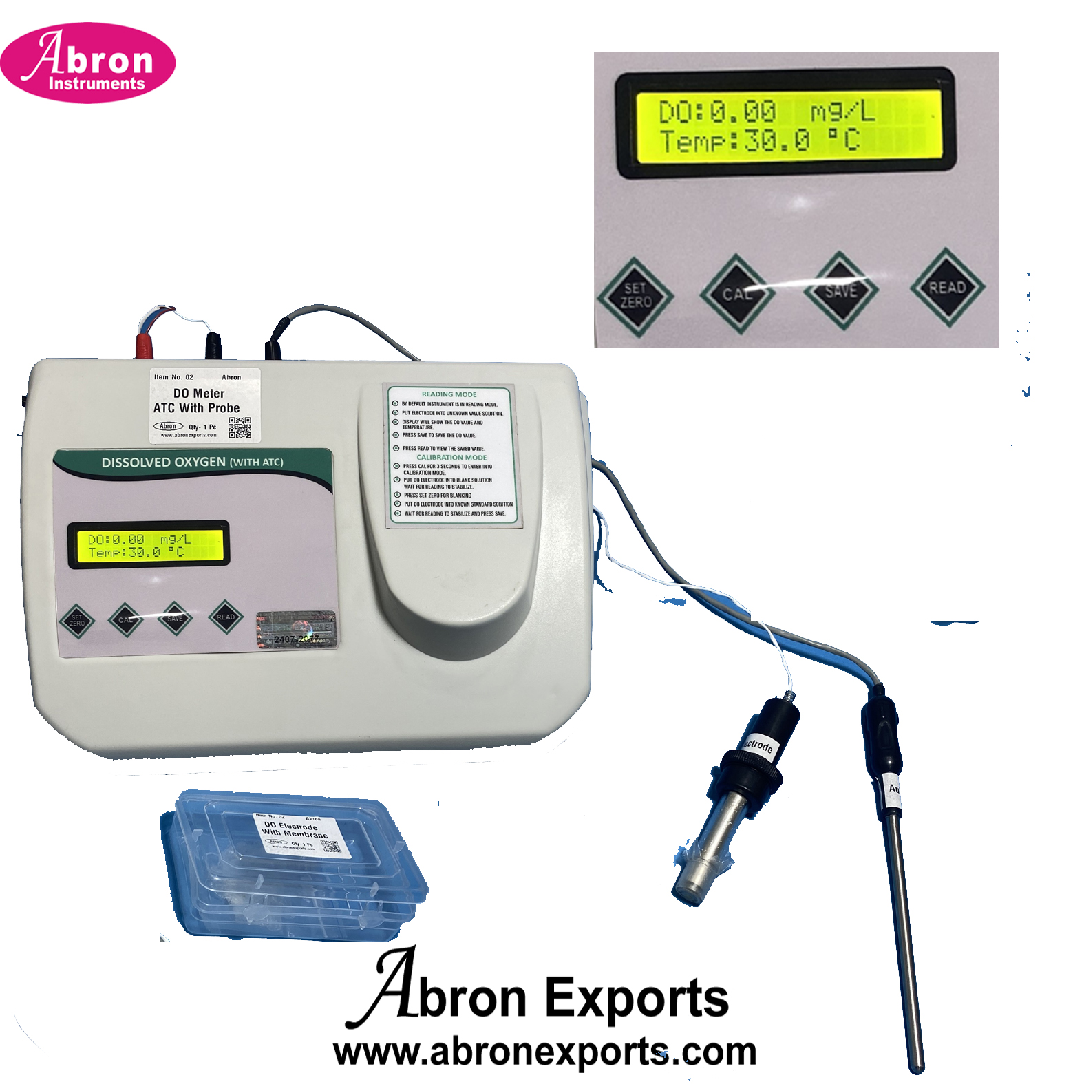 Digital DO Dissolved Oxygen Meter With DO & ATC AutoTemperature  Probe Data 100 Memory Abron AC-303CM 